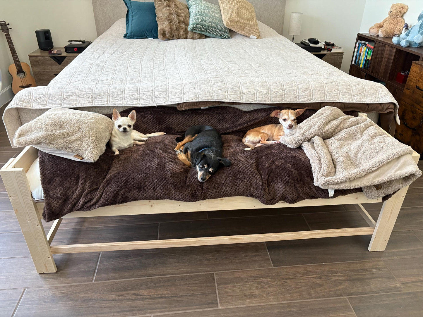 "Buster" Unfinished Furniture-King Size dog bed platform, Dog bed extender for Your Dog Bed